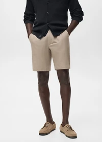 Linen-cotton blend Bermuda short