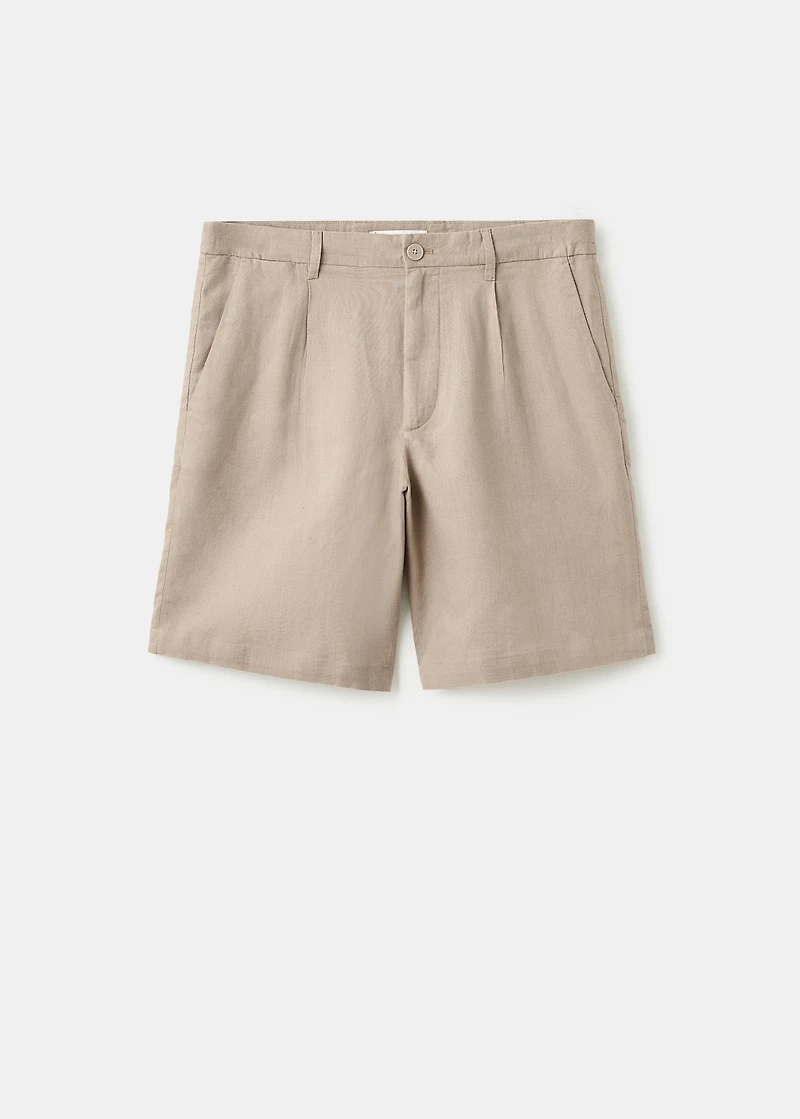 Linen-cotton blend Bermuda short