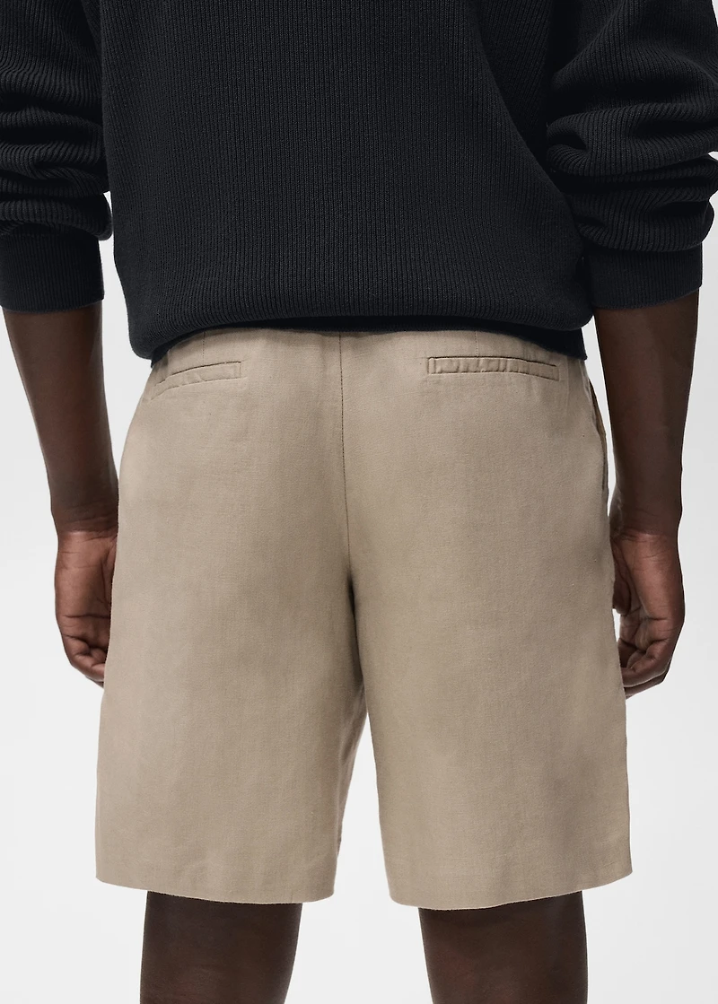 Linen-cotton blend Bermuda short