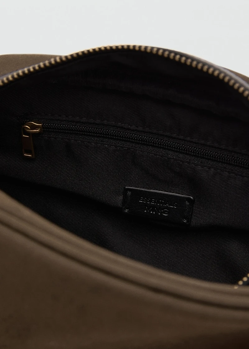 Cotton toiletry case with leather details