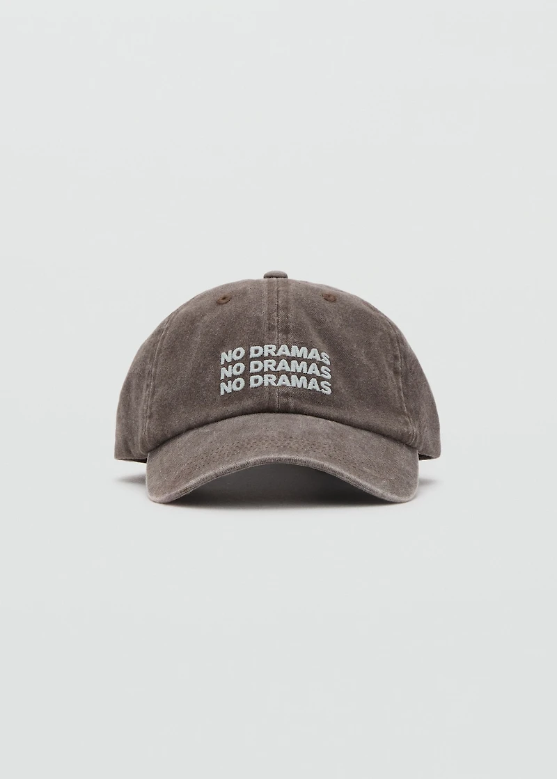 Cap with embroidered text