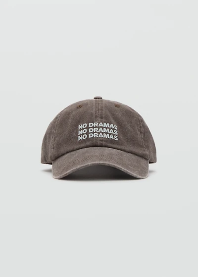 Cap with embroidered text