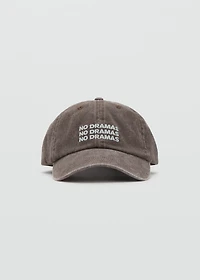 Cap with embroidered text