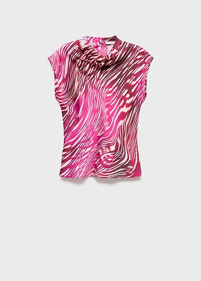 Satin blouse with draped neck