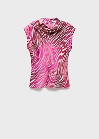 Satin blouse with draped neck