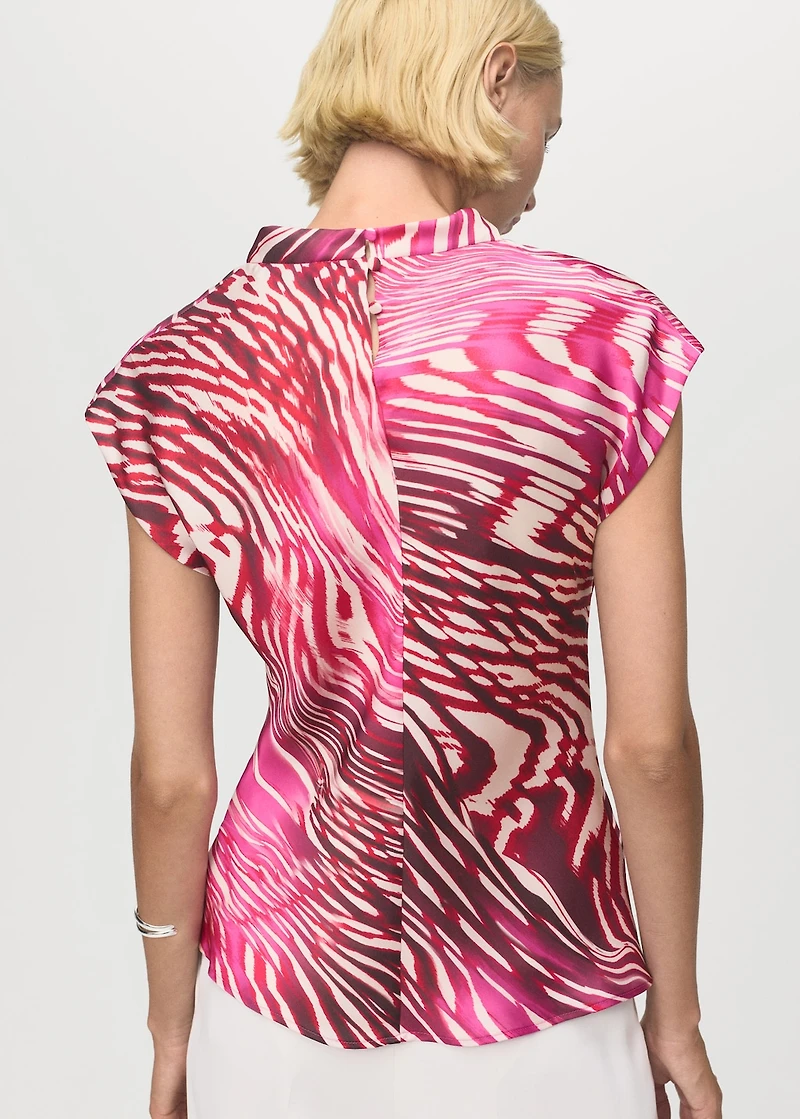 Satin blouse with draped neck