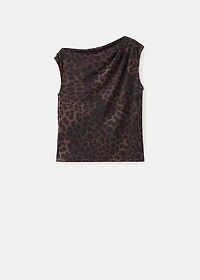 Leopard-print top with asymmetrical collar