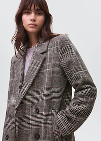 Check wool-blend coat