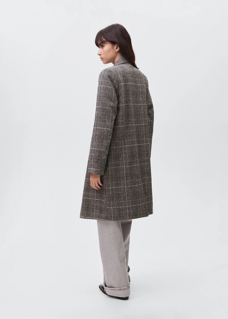 Check wool-blend coat