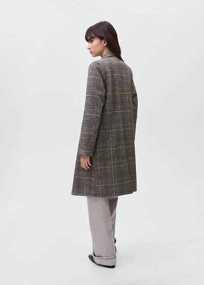 Check wool-blend coat