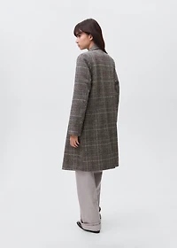 Check wool-blend coat