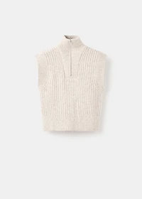 Perkins-neck knitted vest