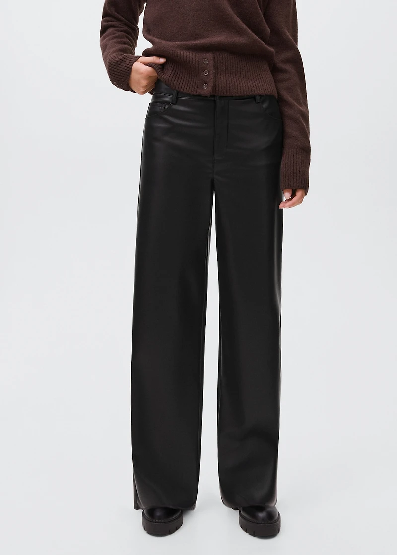 Straight leather-effect pants