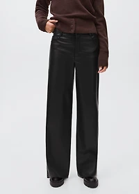 Straight leather-effect pants