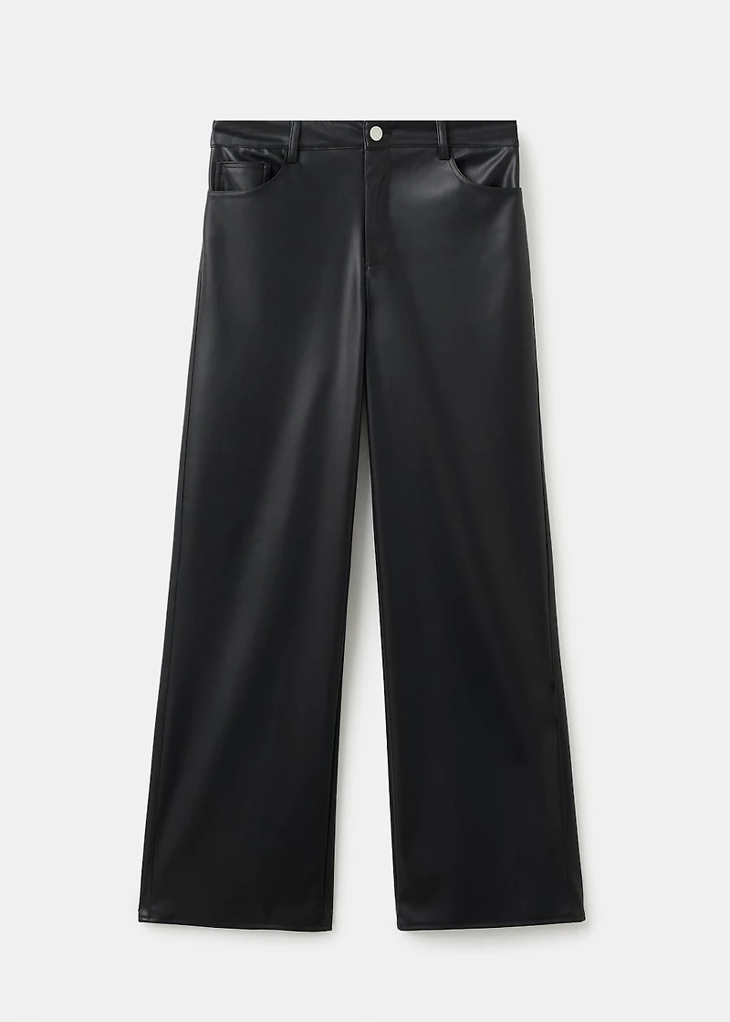 Straight leather-effect pants