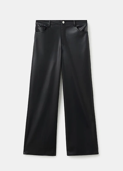 Straight leather-effect pants