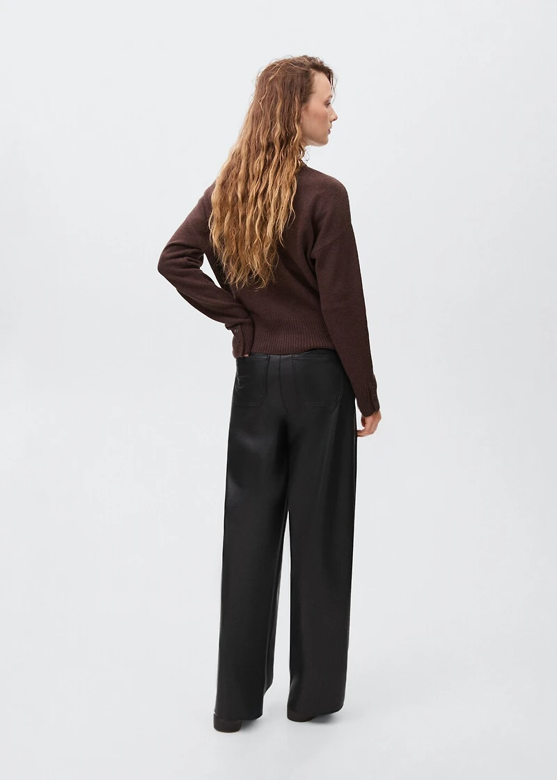 Straight leather-effect pants