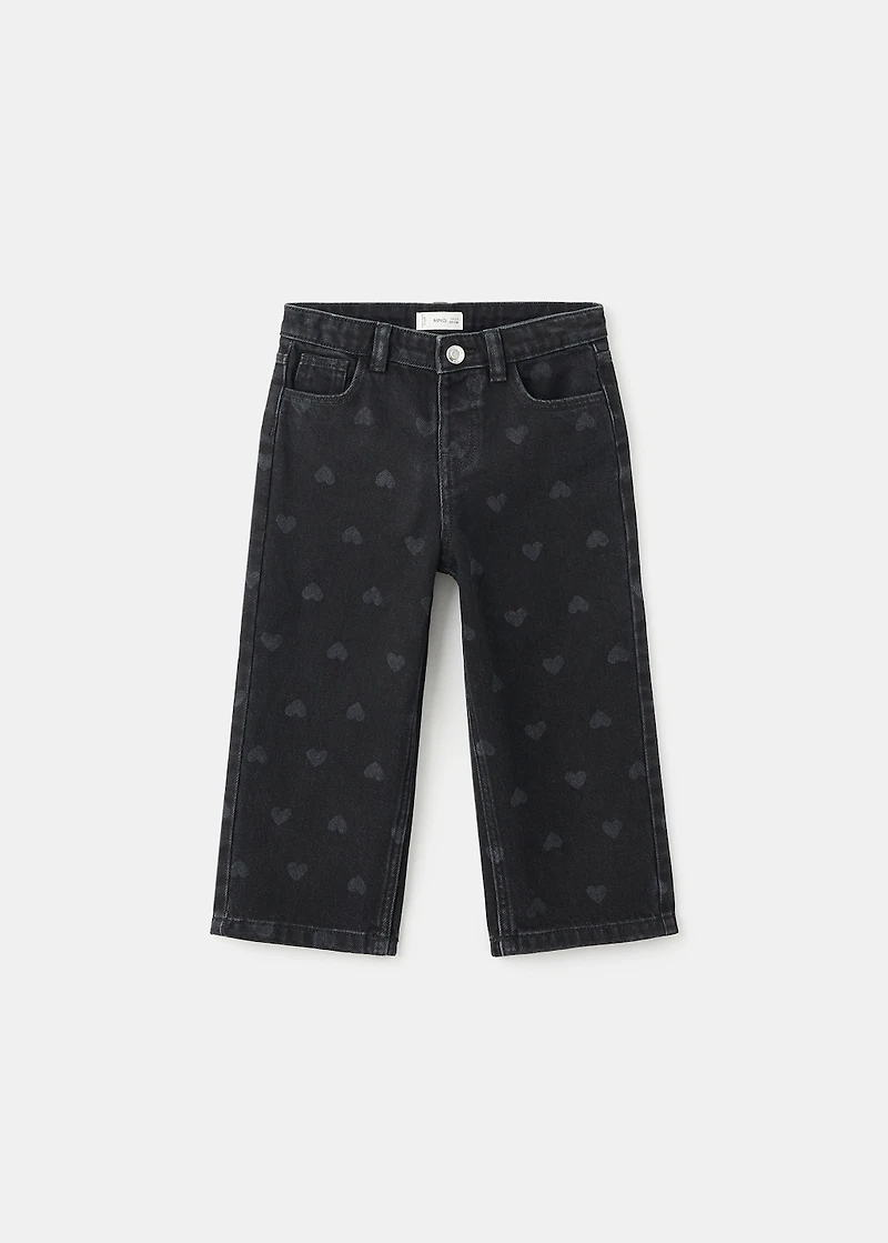 Straight-leg jeans with hearts