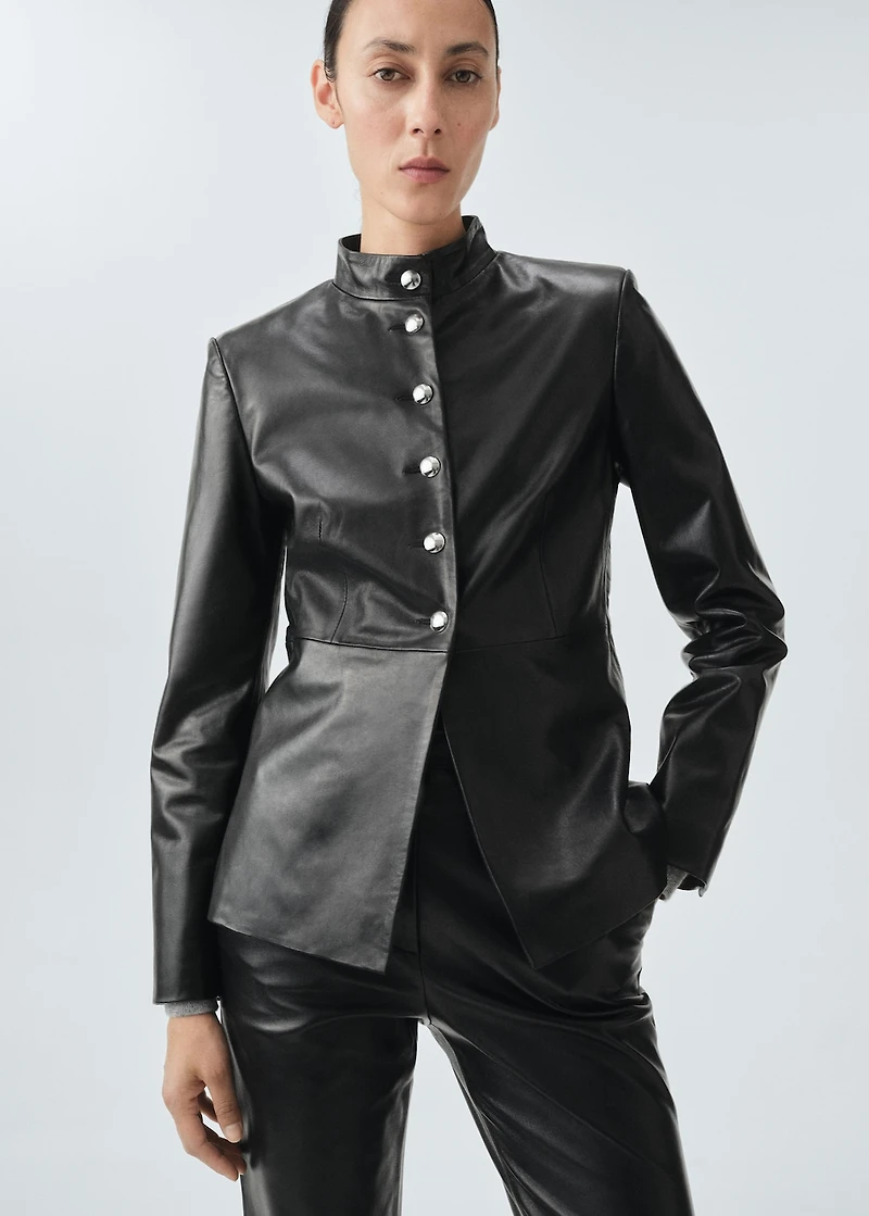 100% leather jacket with buttons