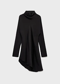 asymmetrical satin-finish dress with hem