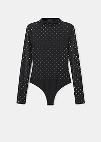 Long-sleeved crystal bodysuit