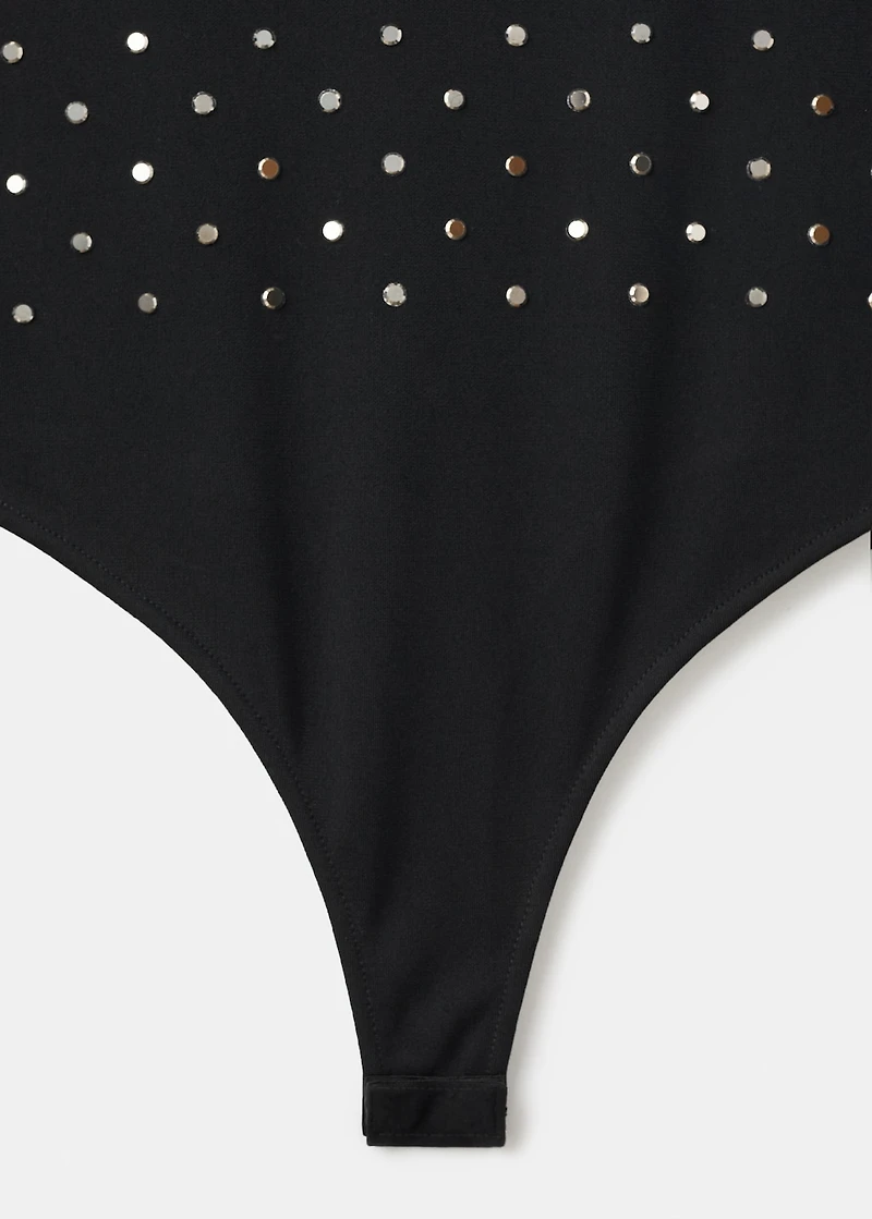 Long-sleeved crystal bodysuit
