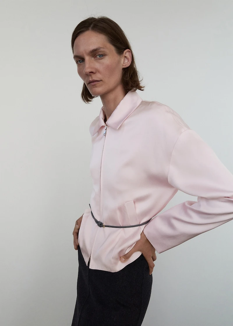 Satin jacket with zipper