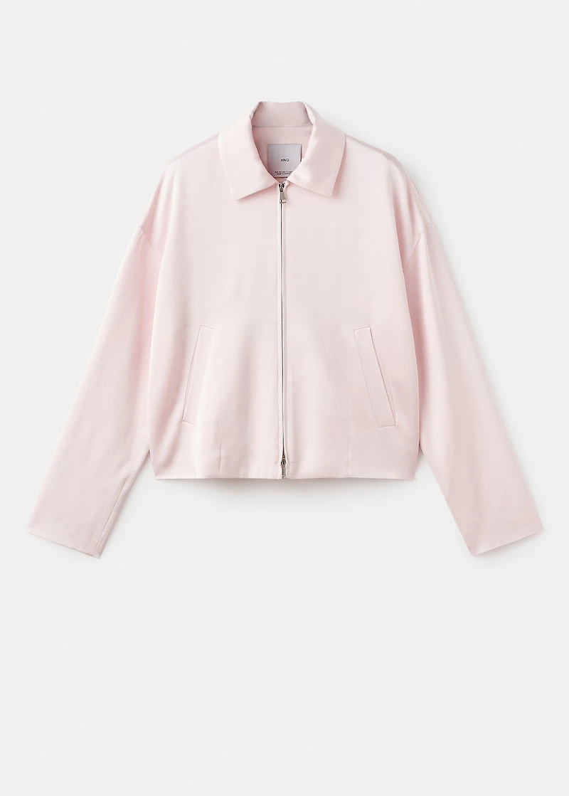 Satin jacket with zipper