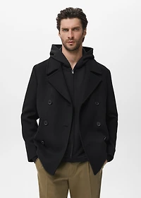 Wool double-breasted coat with buttons
