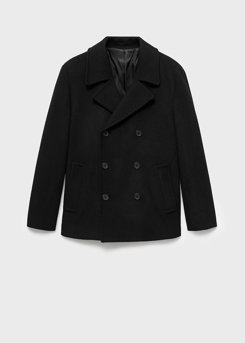 Wool double-breasted coat with buttons