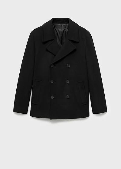 Wool double-breasted coat with buttons