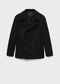 Wool double-breasted coat with buttons