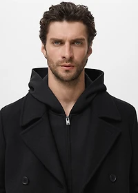 Wool double-breasted coat with buttons