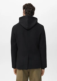 Wool double-breasted coat with buttons