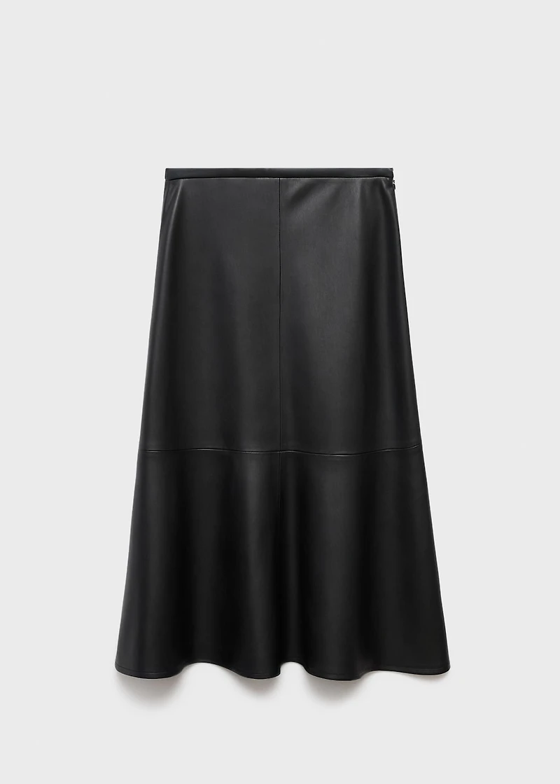 Faux-leather midi-skirt