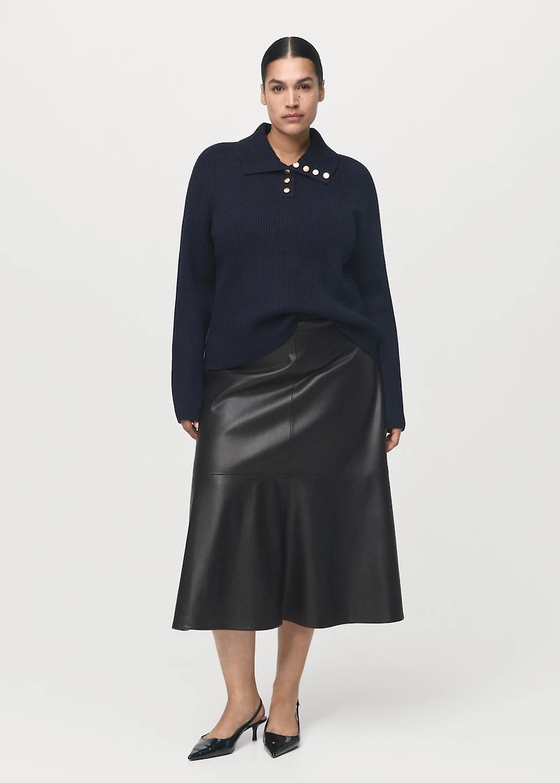 Faux-leather midi-skirt