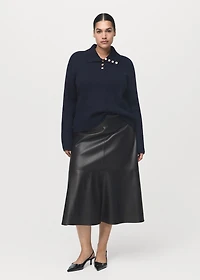 Faux-leather midi-skirt