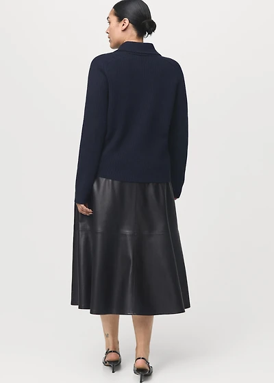 Faux-leather midi-skirt