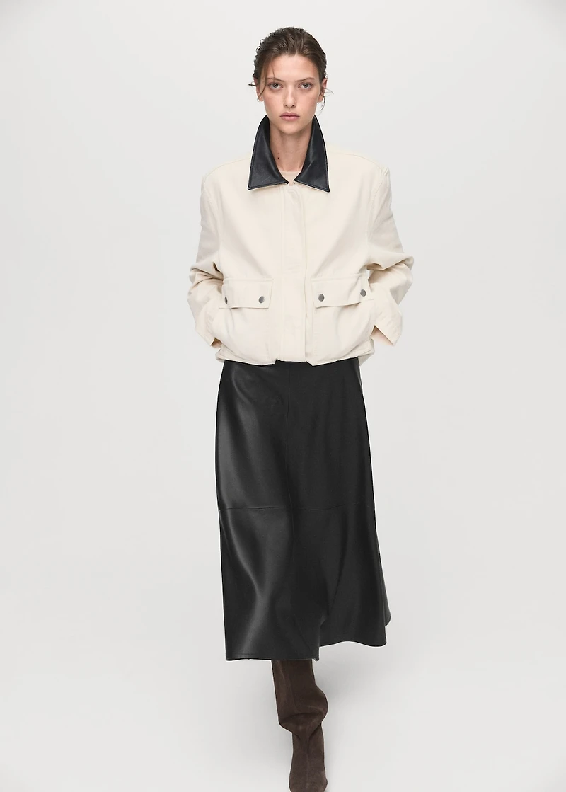 Faux-leather midi-skirt