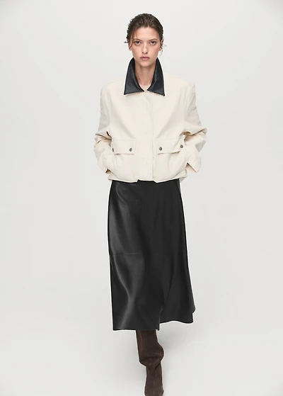 Faux-leather midi-skirt