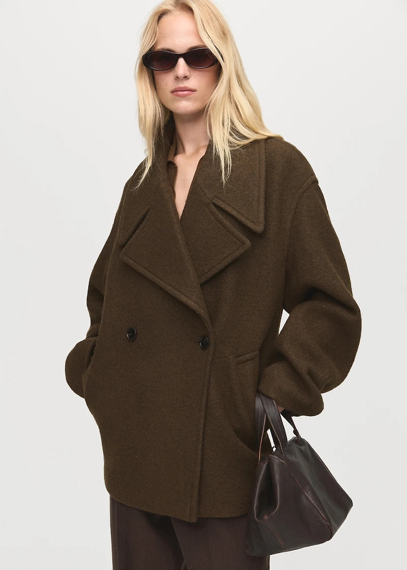 Oversized wool coat with maxi lapels