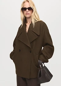 Oversized wool coat with maxi lapels