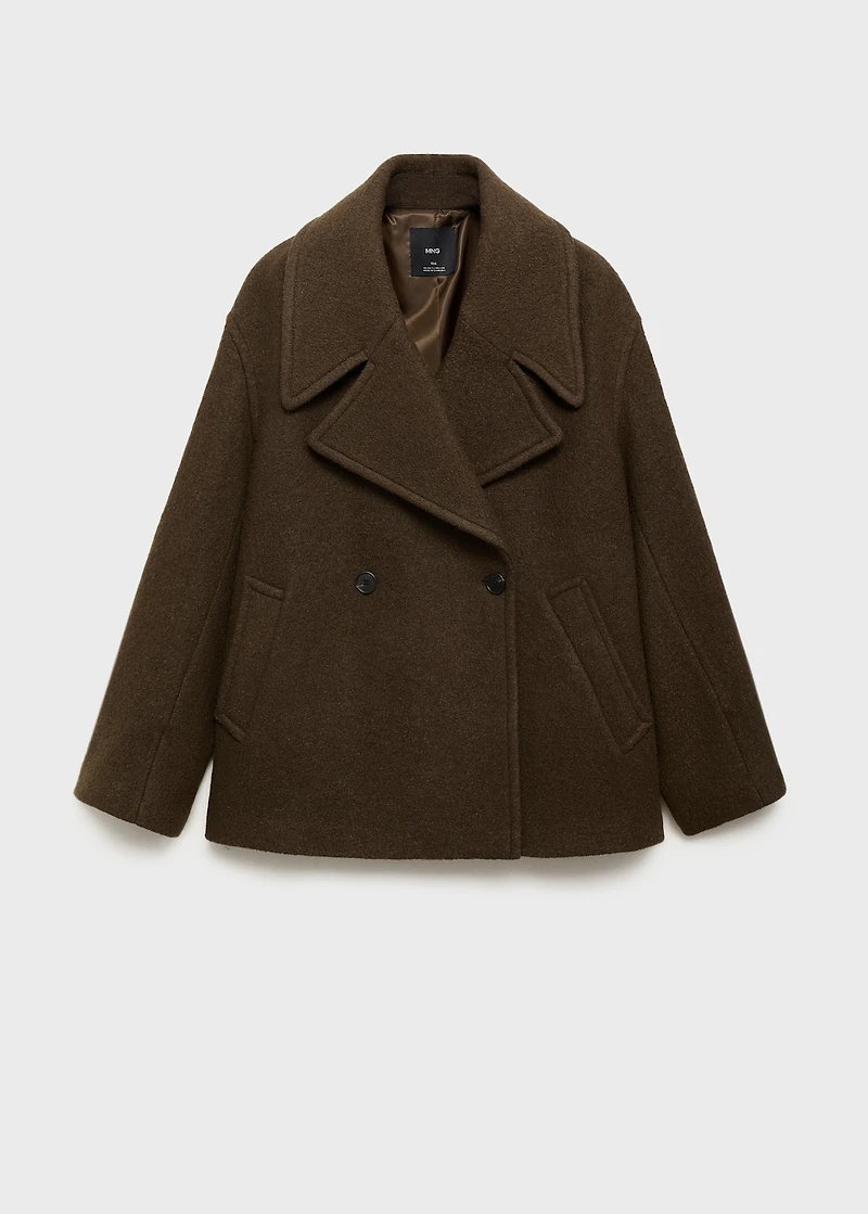 Oversized wool coat with maxi lapels