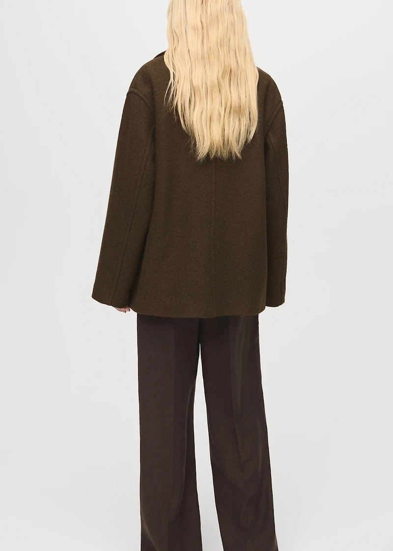 Oversized wool coat with maxi lapels