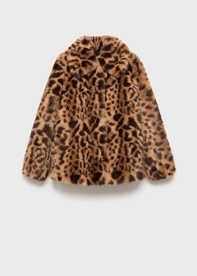 Leopard faux-fur-coat