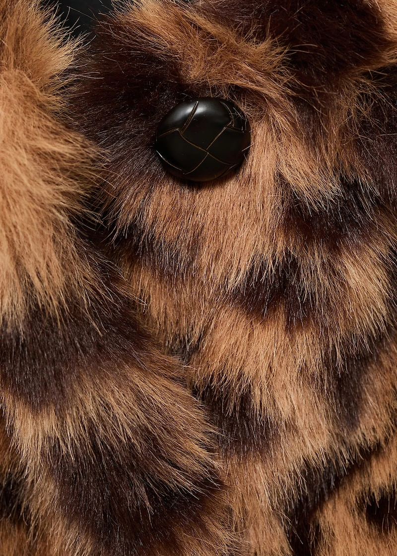Leopard faux-fur-coat