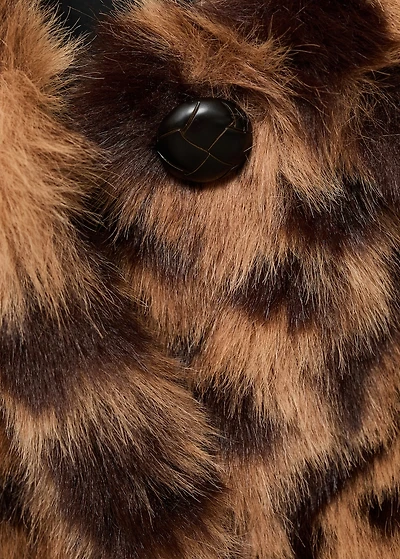 Leopard faux-fur-coat
