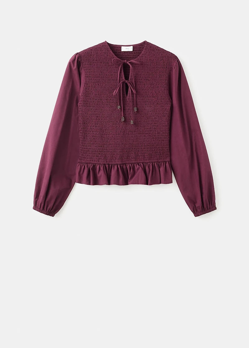 Blouse with gathered bows