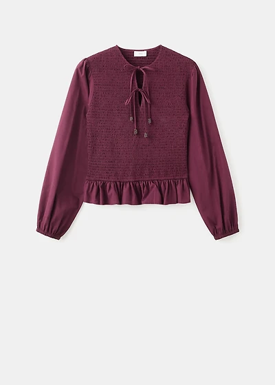 Blouse with gathered bows