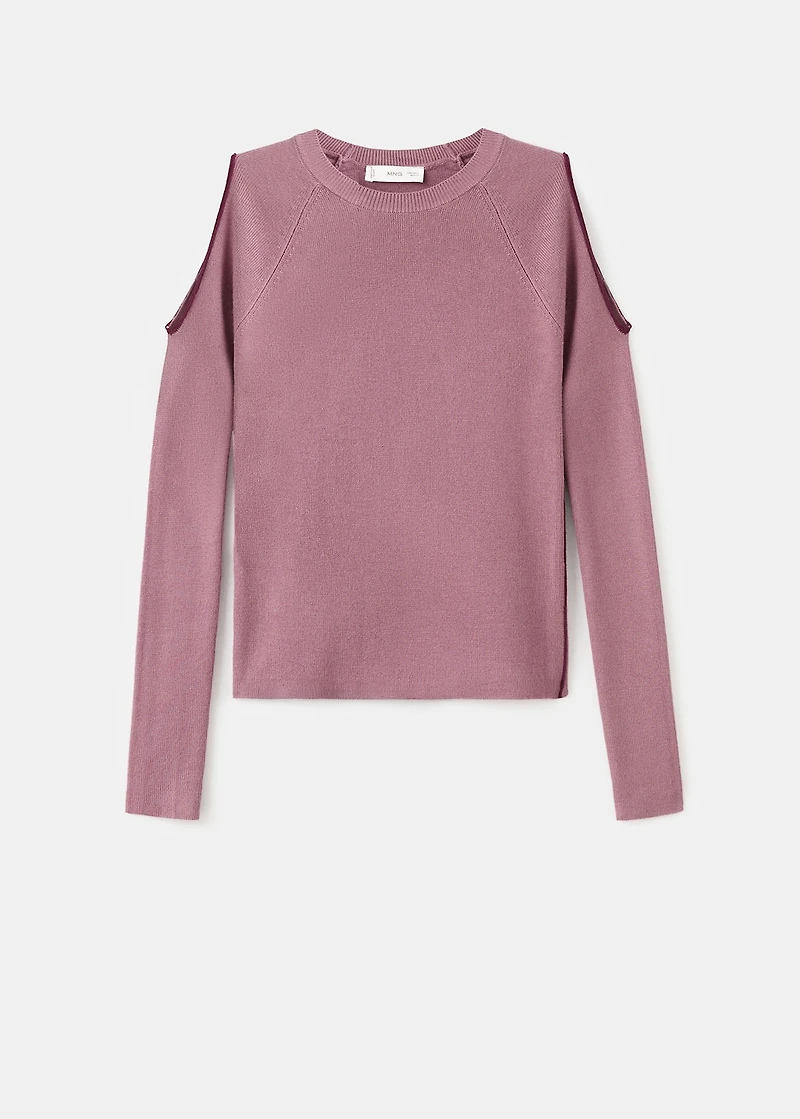 Knitted sweater with cut-out